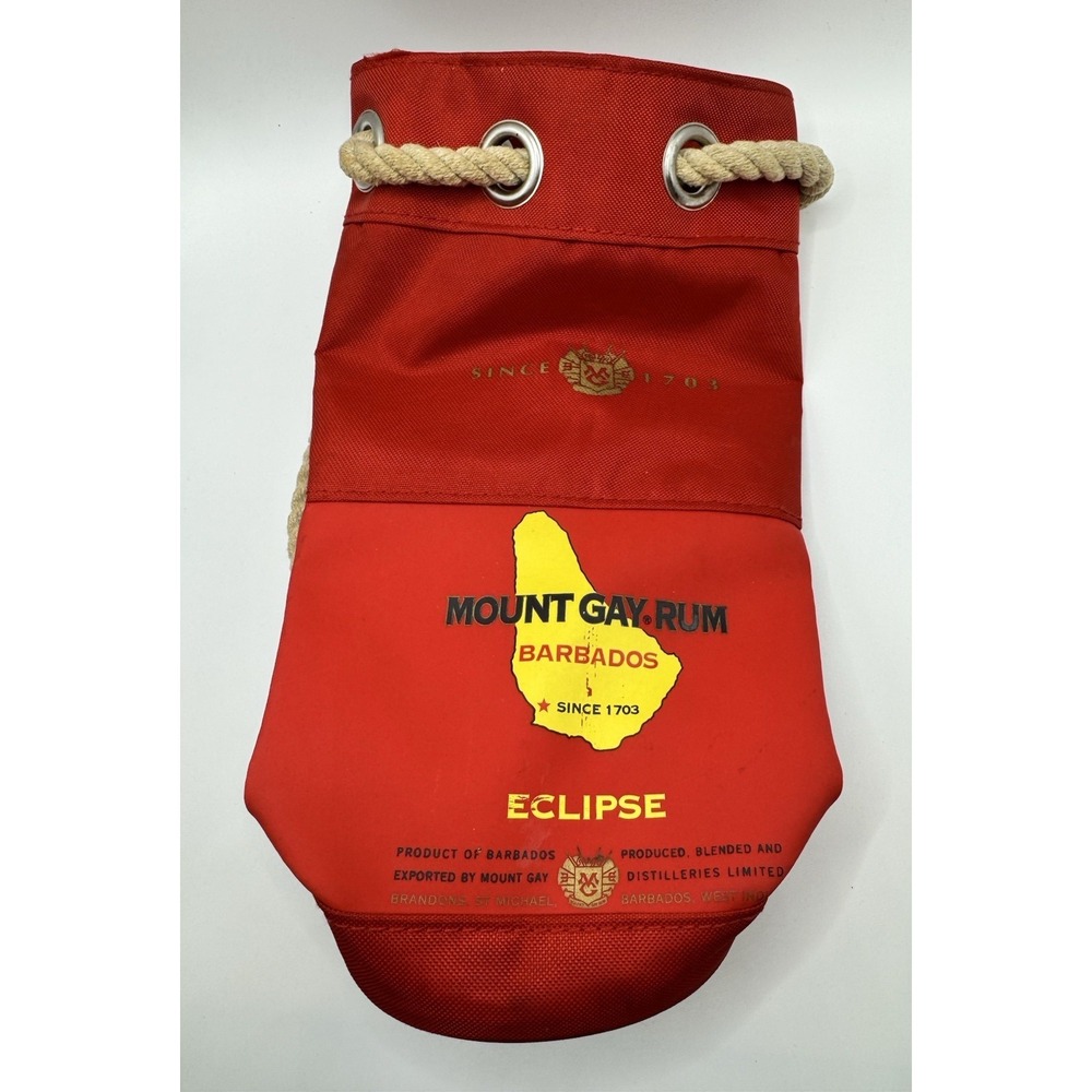 Vintage Mount Gay Rum Barbados Eclipse Red Canvas Rope Handle Bottle Bag Tote